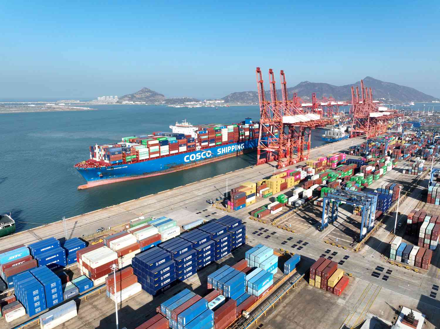 Container ship at port